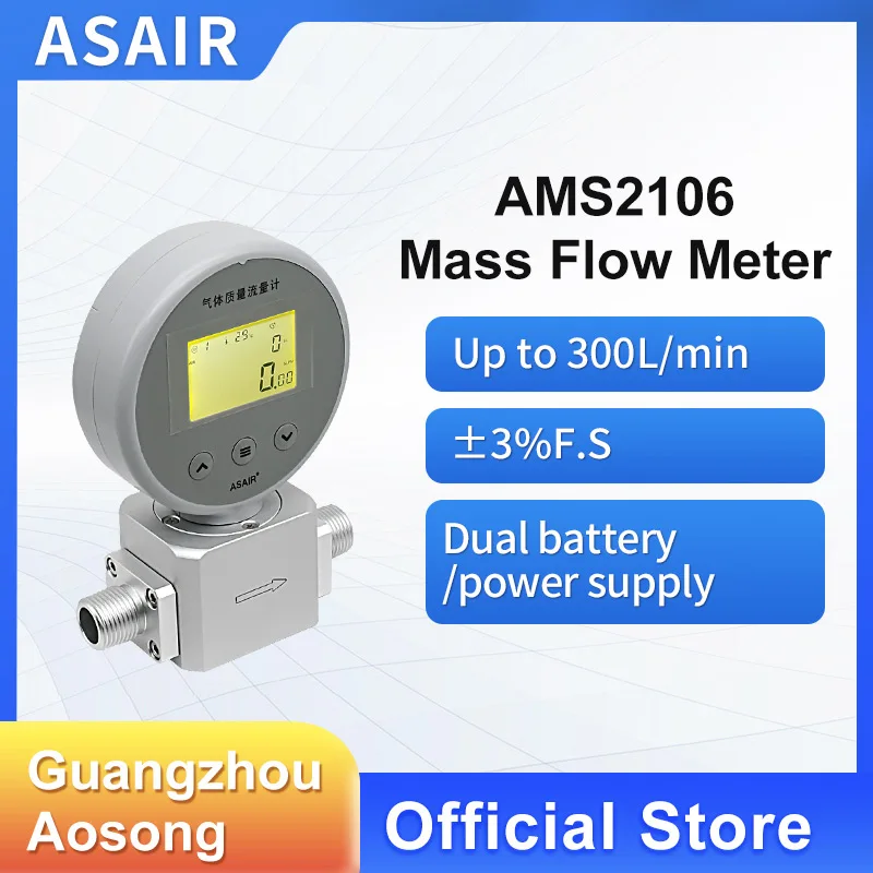 ASAIR AMS2106 Thermal Mass Gas Flow Meter  Compressed Air Oxygen Flow Meter Replaces MF5706