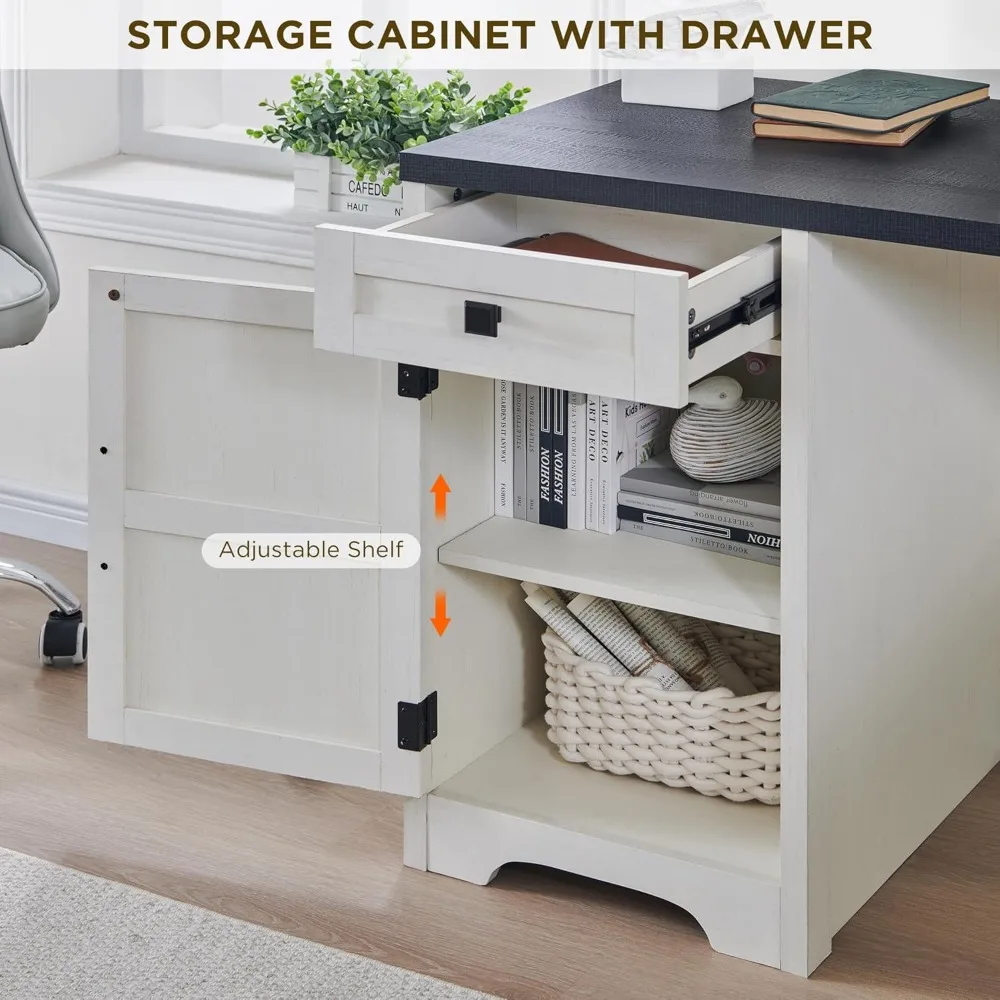 مكتب منزلي، مكتب كمبيوتر حديث للمزرعة، حرف مع خزانة ملفات، مكتب دراسة، 59 بوصة