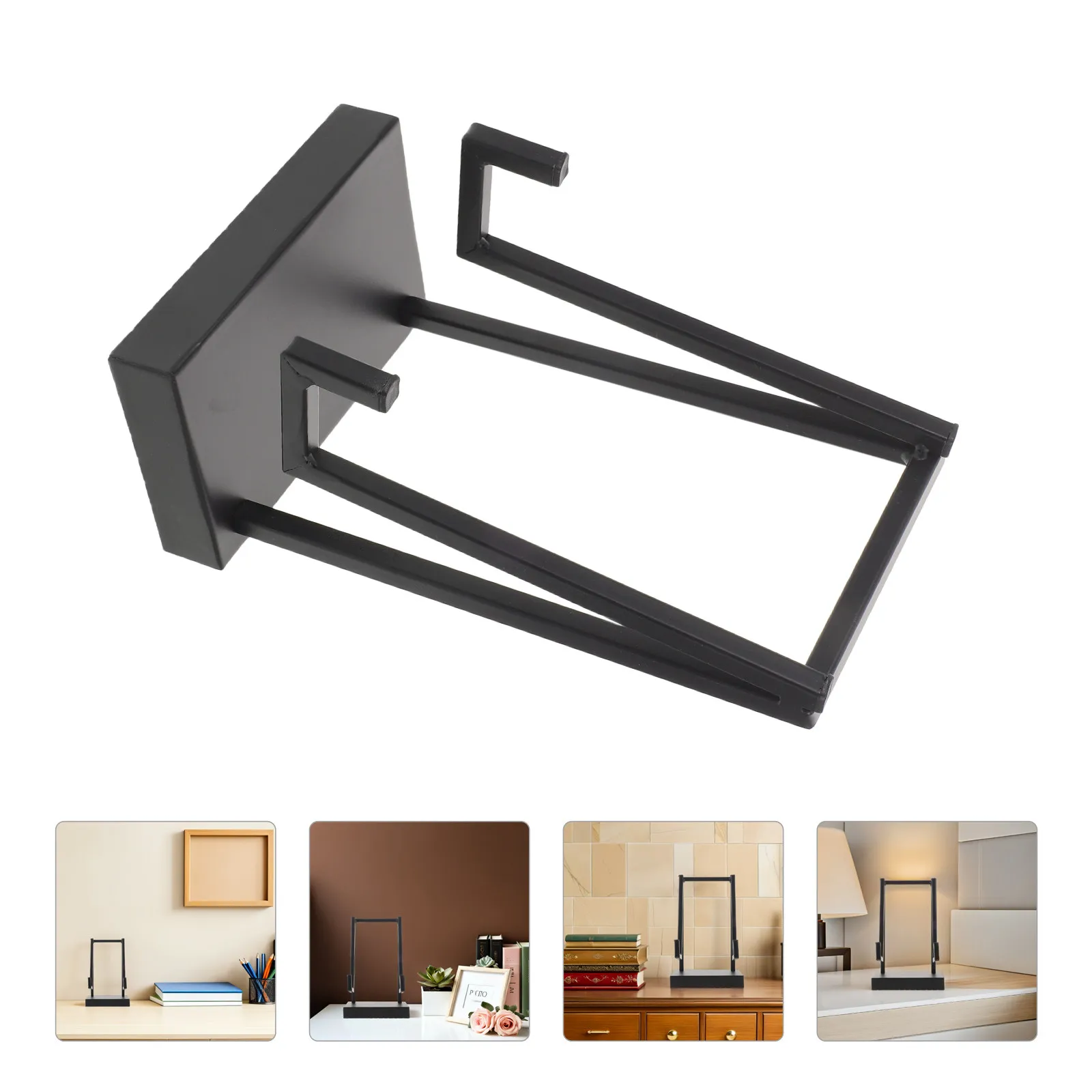 Metal Tabletop Display Easel Stand Black Matte Finish Sturdy Iron Picture Holder for Artwork Albums Records Dish Platter Photo