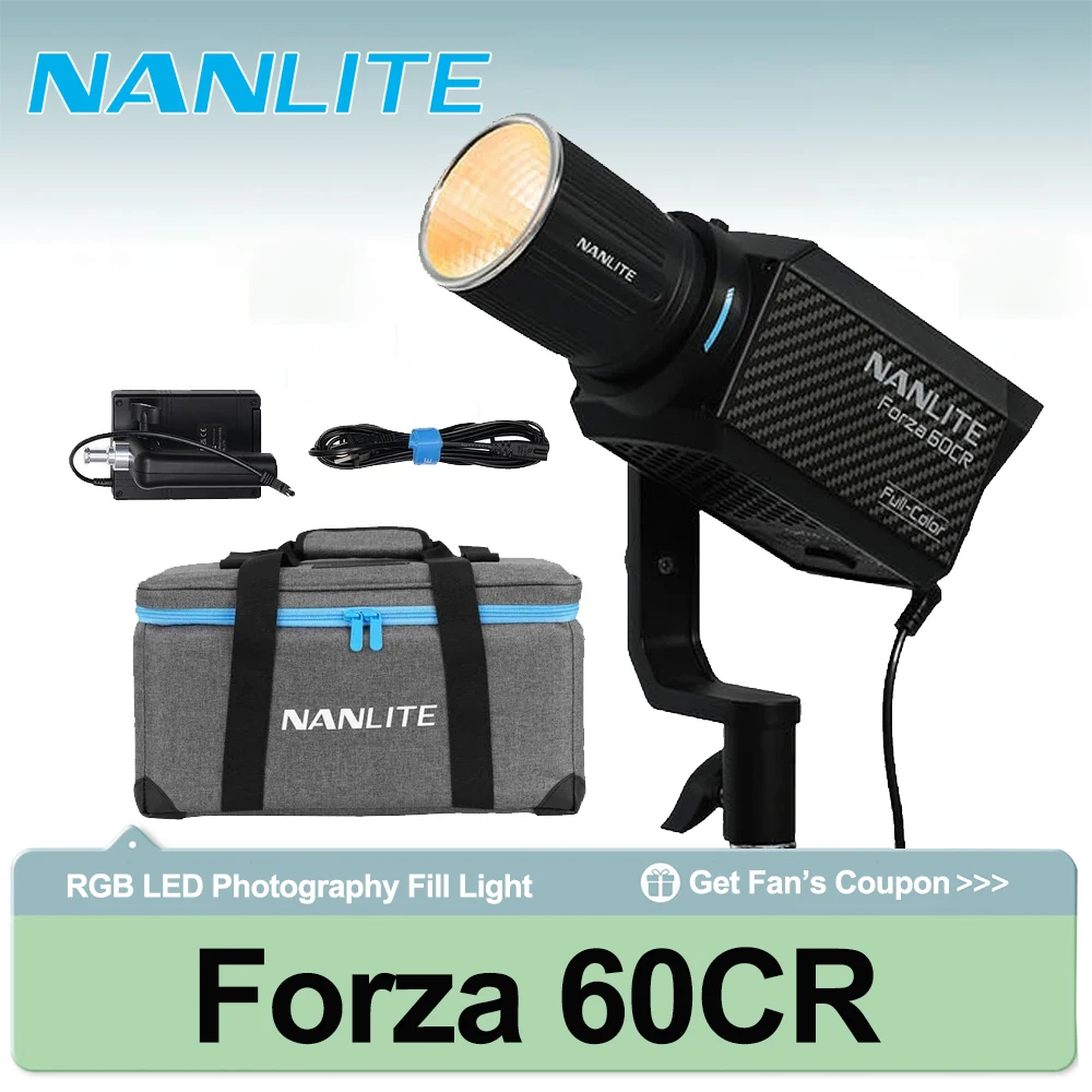 

Nanlite Forza 60CR Full Color RGB 1800K-20000K LED Photography Fill Light for Live Streaming Photography Studio