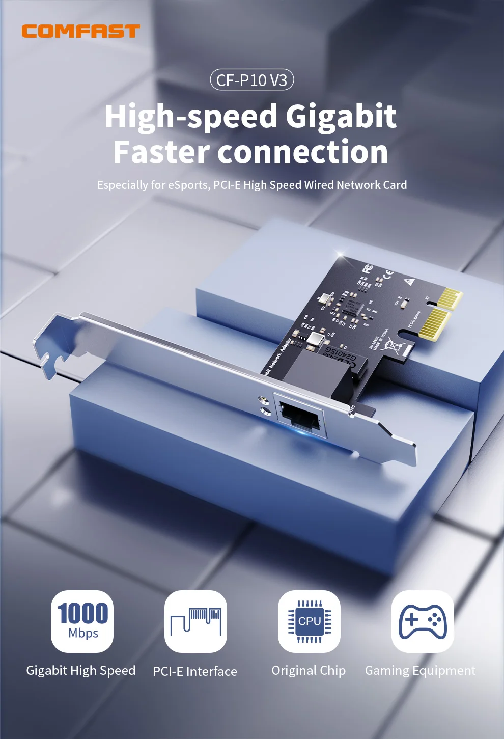 Comfast placa de rede pci-e para pci express rj45 gigabit ethernet lan 2.5g 1000mbps adaptador wi-fi para desktop windows/linux/mac os