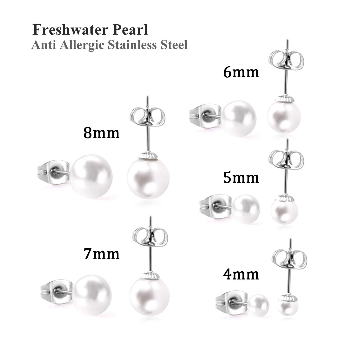 10 Paar Imitationsperlen-Ohrstecker aus 316L-Edelstahl, hypoallergen, kein Verblassen, vergoldet, versilbert, lässiger Piercing-Ohrring, Geschenk – Detail 4