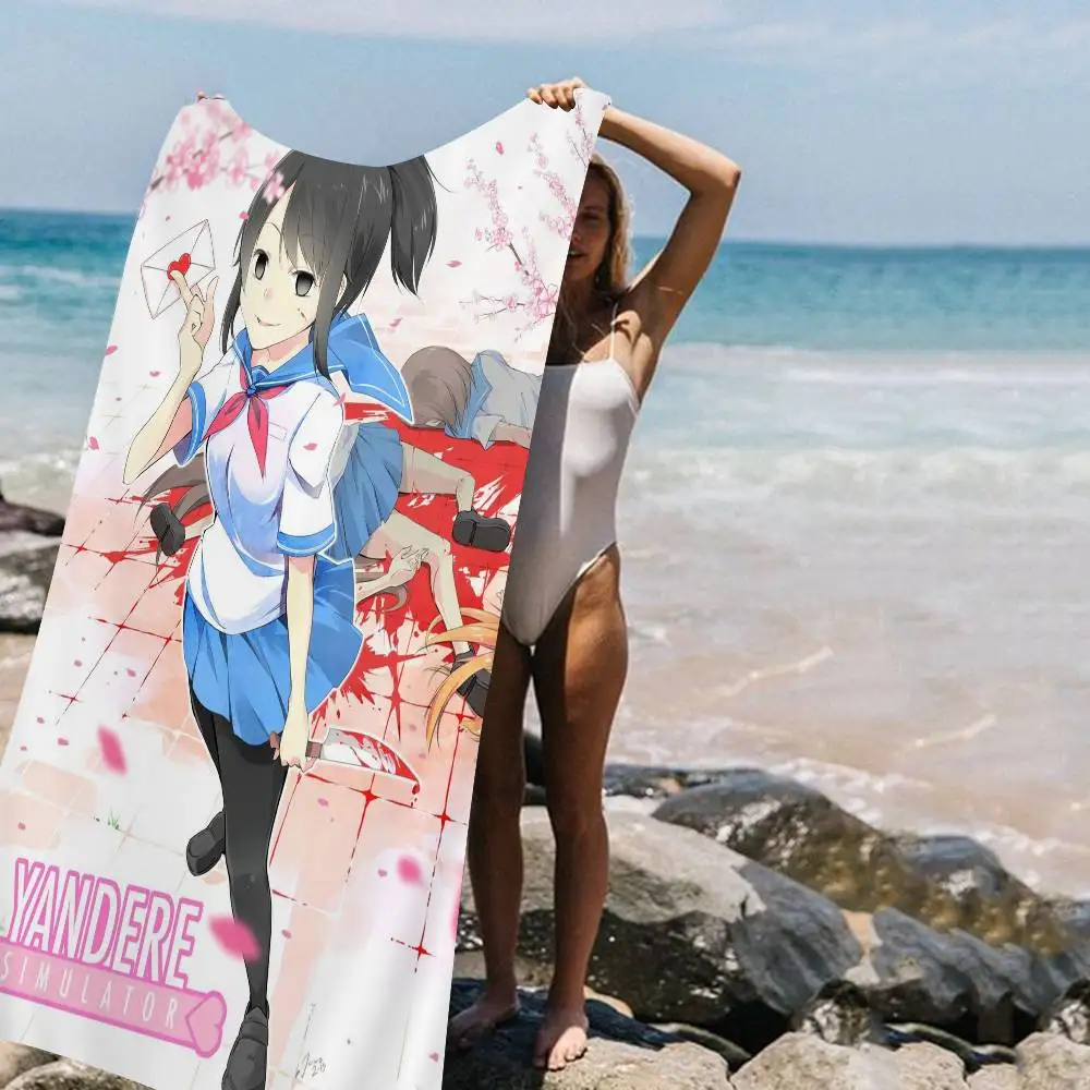 Video Game Y-Yandere Simulator Microfiber Printed Beach Towel Mountain Climbing Yoga Beach Swimming Running Absorbent Soft Towel