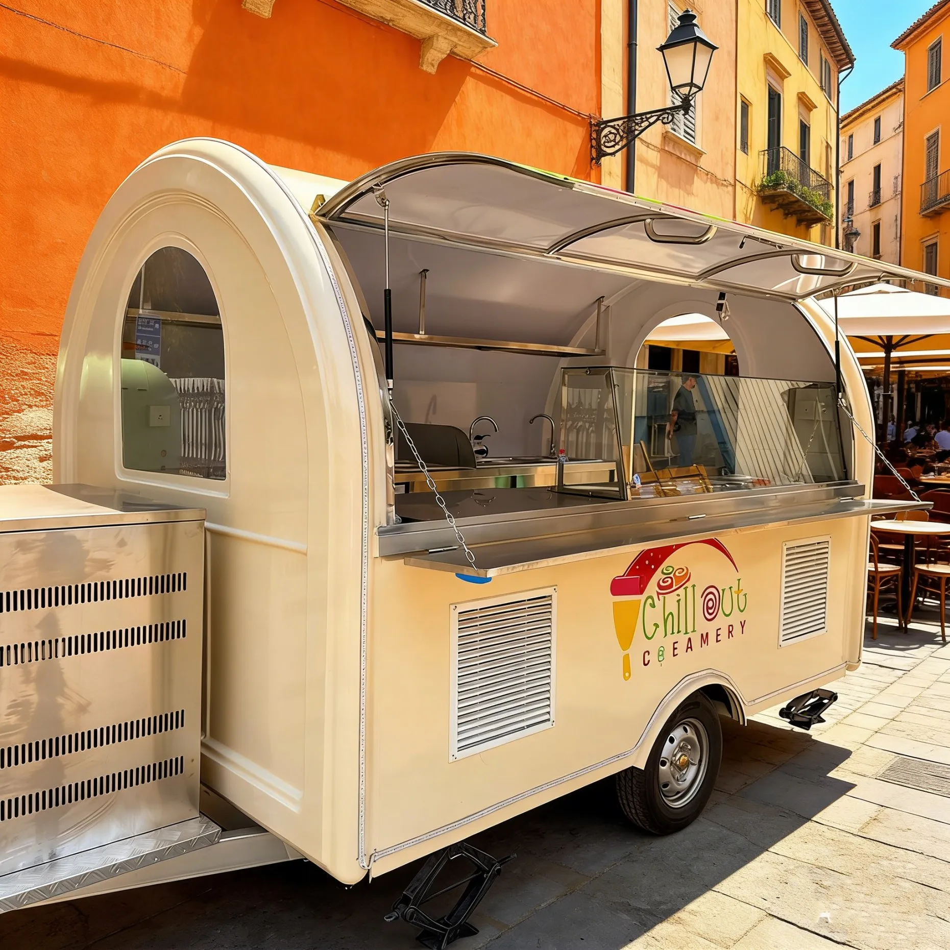 

Mobile Kitchen Trailer Fiberglass Hot Dog Ice Cream Fast Food Cart Trailer Mobile Coffee Food Truck for Sale in USA