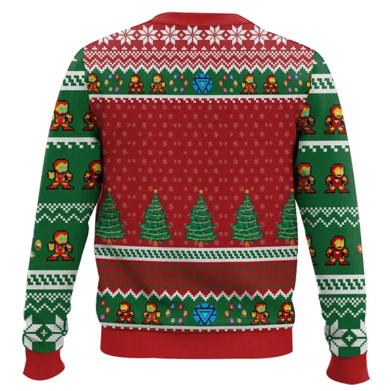 Marvel Q-Version Iron Man Wearing Christmas Hat Snap Fingers Christmas Ugly Sweater Festive Atmosphere Fashionable Dressing