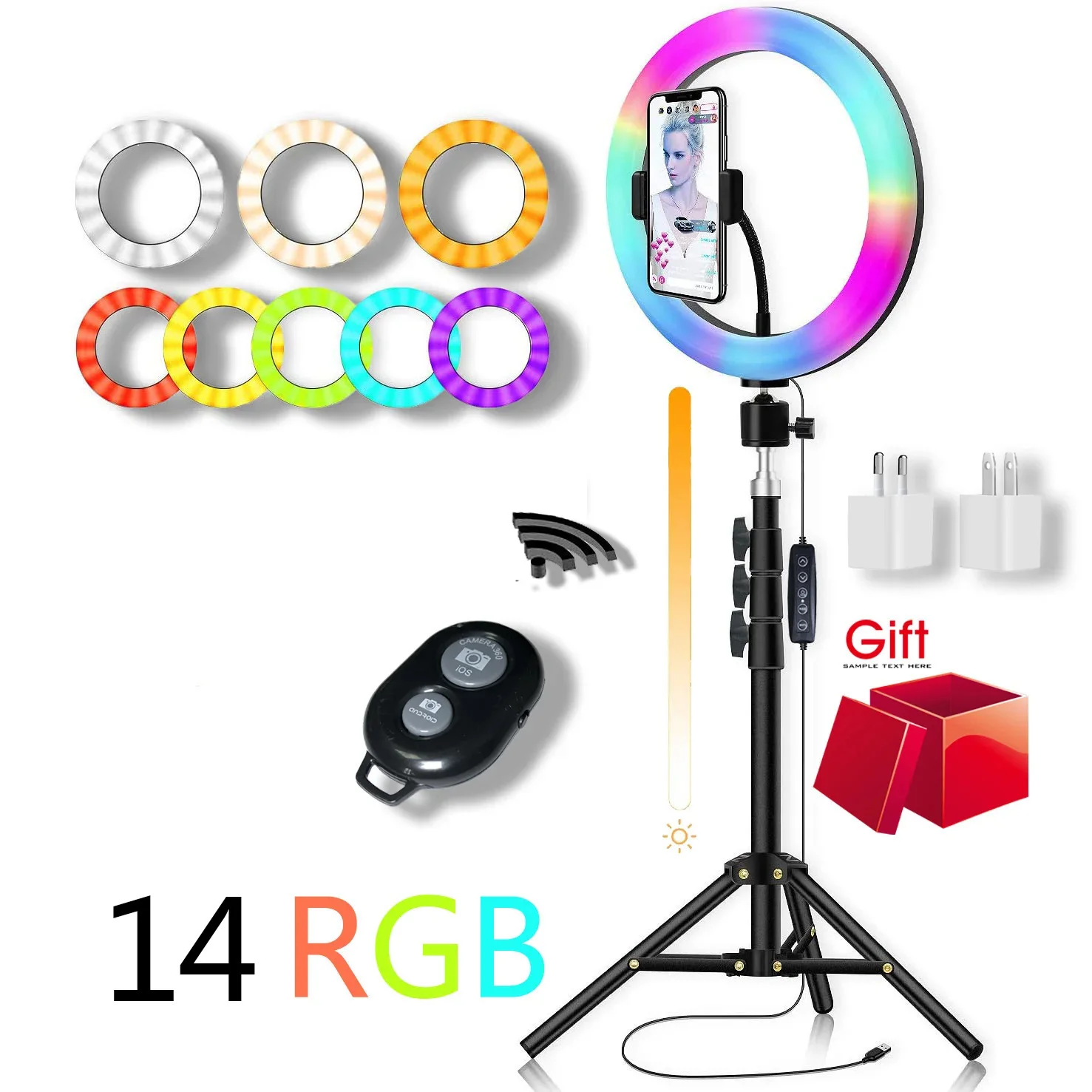 26CM RGB Color Soft Ring Light Remote Circle Lamp With Tripod Stand Photography Fill Lighting Selfie Video Recording RingLight