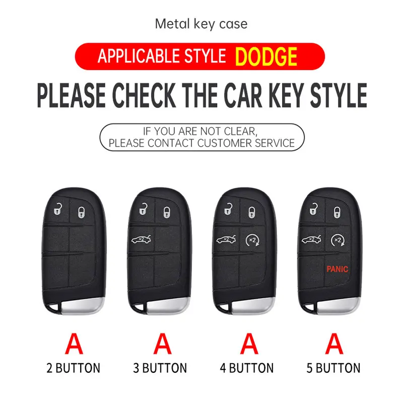 Zinc Car Key Cover Accessories For Dodge Charger Challenger Dart Journey Ram Jeep Grand Cherokee Chrysler Fiat Remote Fobs Cases