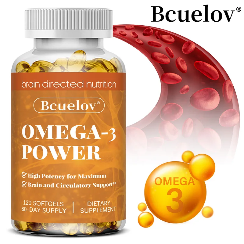 

Omega 3 Capsules Rich in DHA & EPA, for Heart, Brain, and Eye Health, Non GMO, Omega 3 Supplement, 30/60/120 Softgel