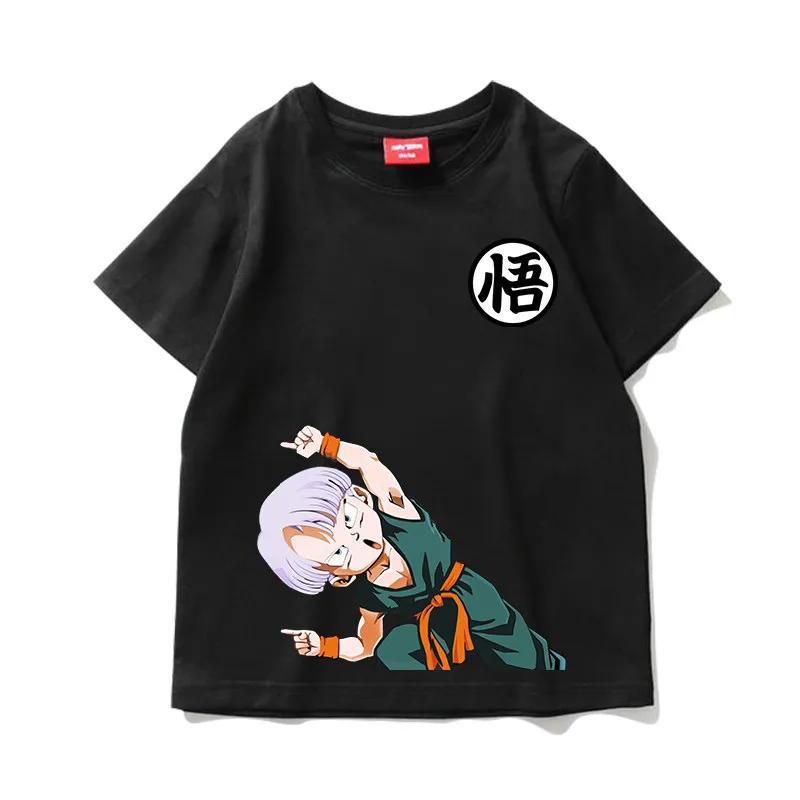 Dragon Ball Goten Trunks Fusion Dance Baumwoll-T-Shirt, Jungen Mädchen Harajuku Streetwear Anime Kurzarm-T-Shirt, Retro Casual Kinder-T-Shirt – Detail 5