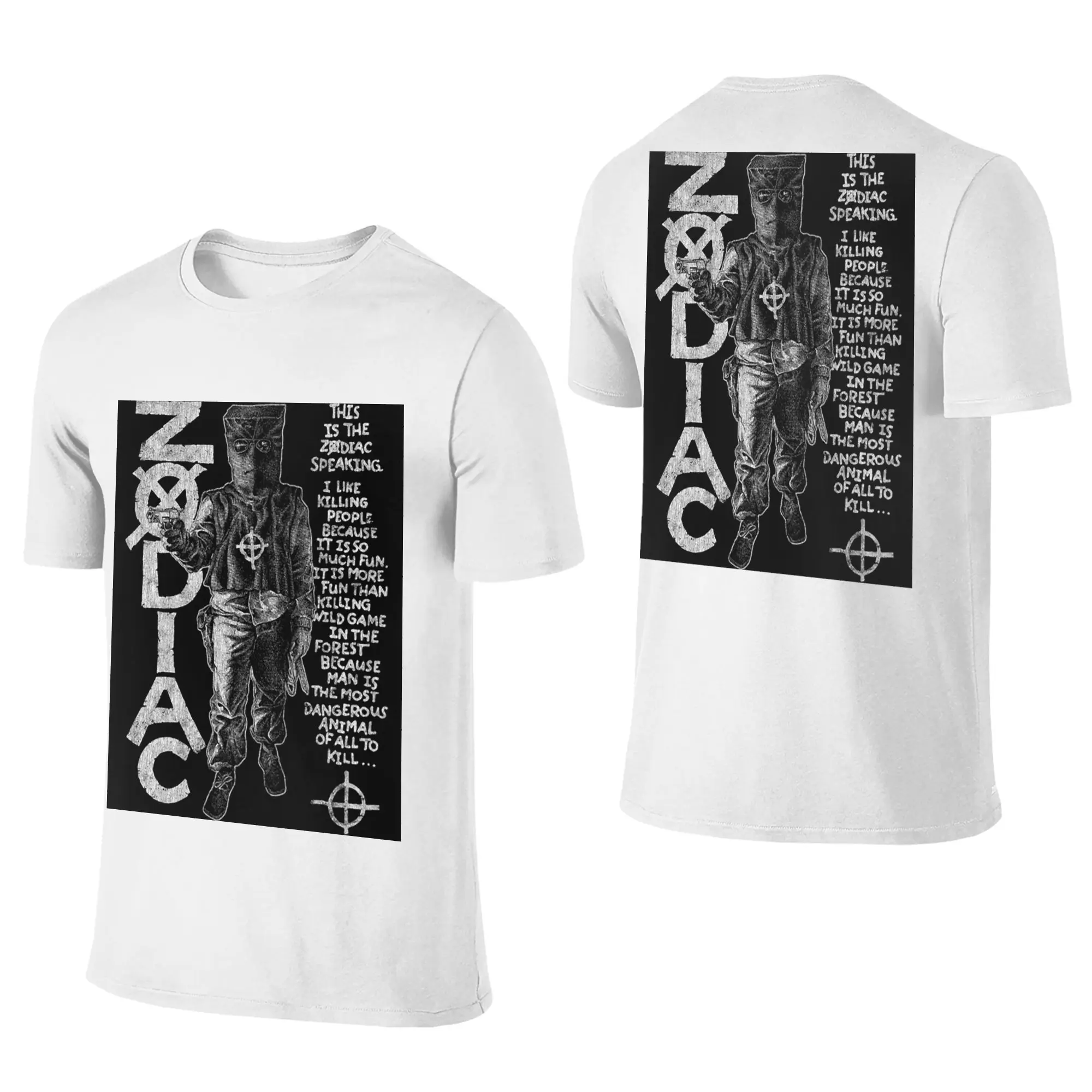 100% Cotton Zodiac,David Fincher,Crime,Serial Killer T-Shirt Men's Double Sided T Shirt Men Round Neck Shirts Tops Oversized