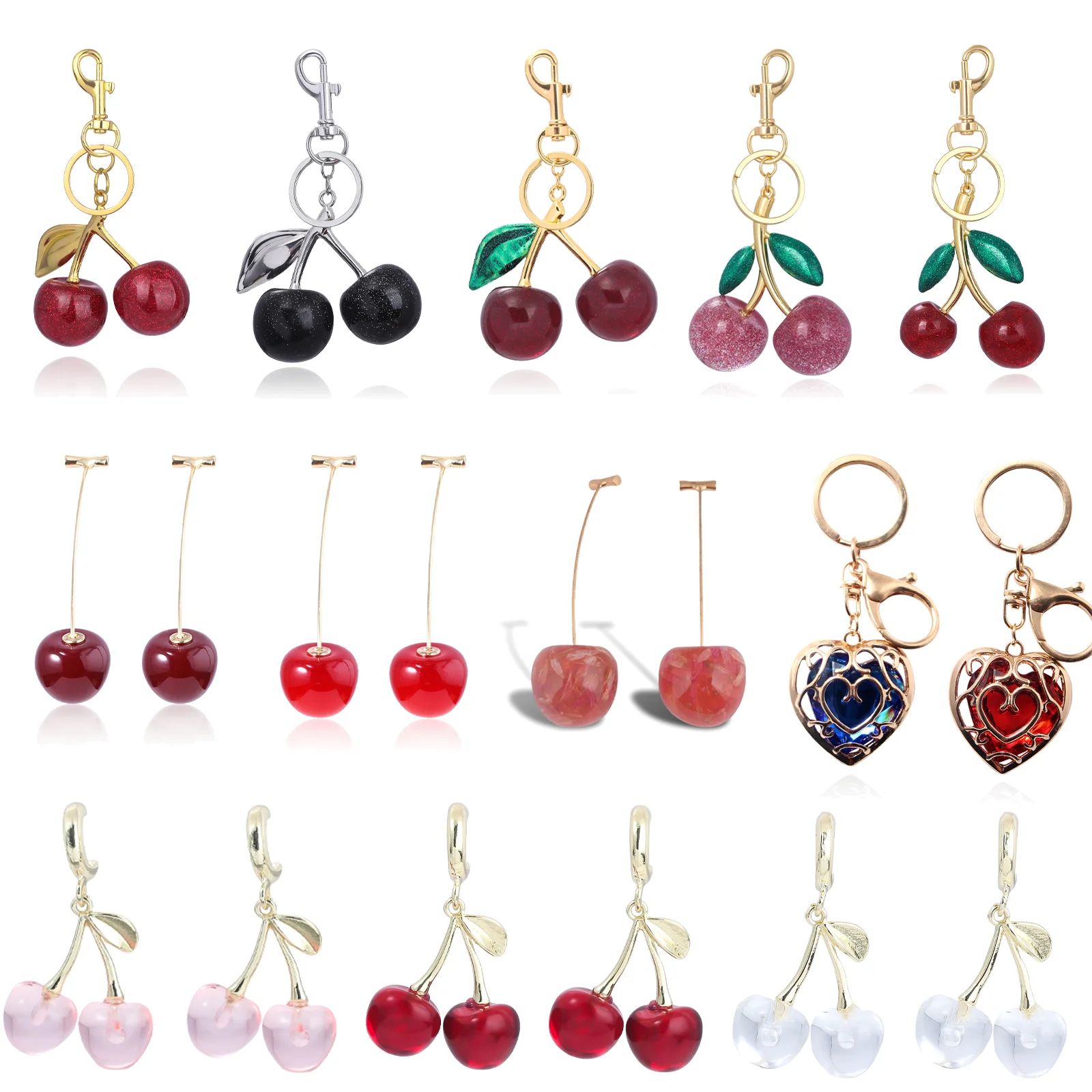 Fashion Delicious Red Cherry Keychain Summer Fruits Cherries Pendant Keyring For Women Men Jewelry Bag Accessories Gift