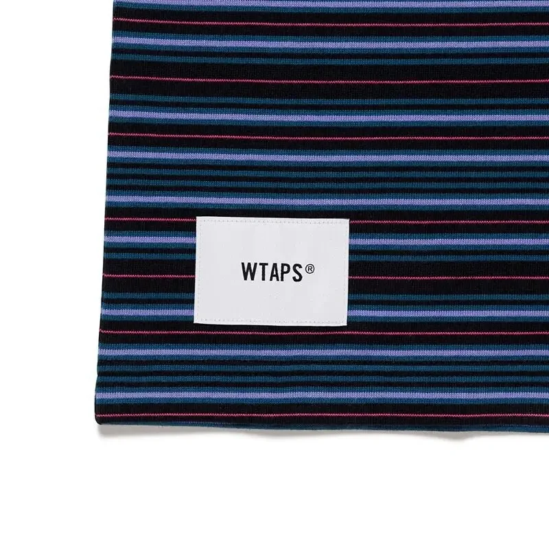 WTAPS Striped T-Shirt Men Women Japanese Streetwear Oversized Crew Neck Short Sleeve Tee Casual Loose Fit Summer Top