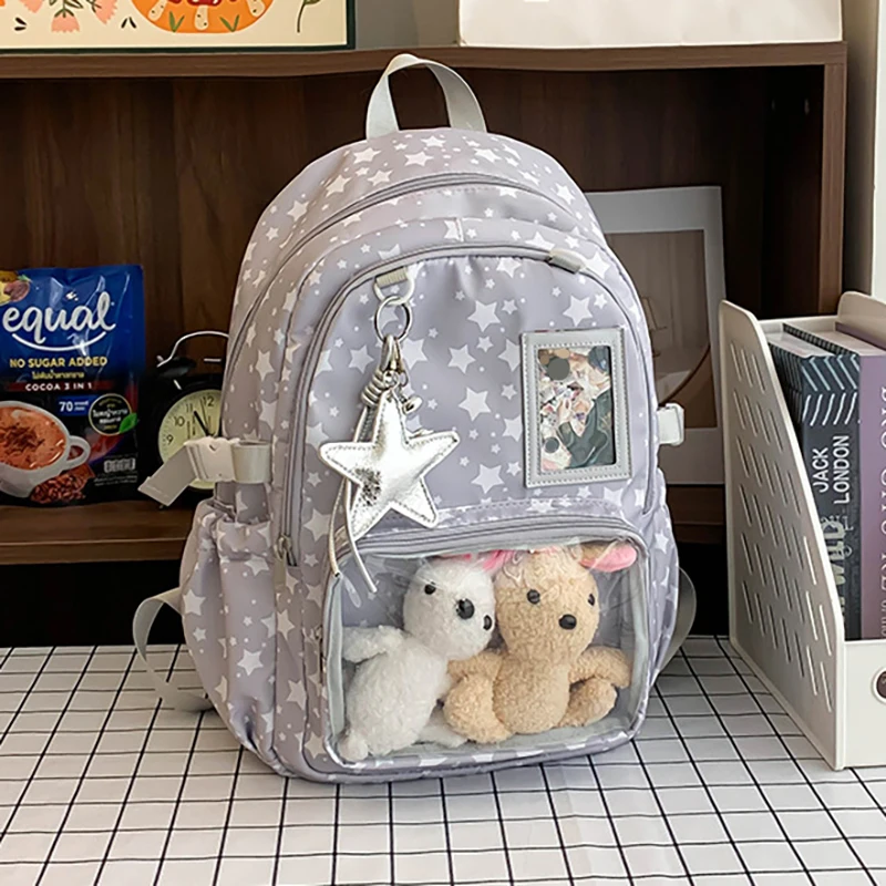 HAEX Aesthetic Women Ita Bags 2025 Clear Window DIY Doll Show Students Commute Backpacks Large Capacity Casual Daily Bolso Mujer