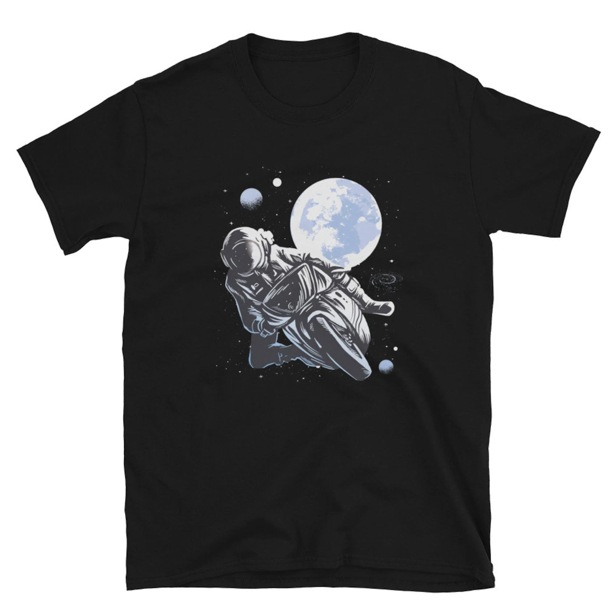 Warp Speed Houston! Funny Astronaut riding Motorcycle in Space design T shirt