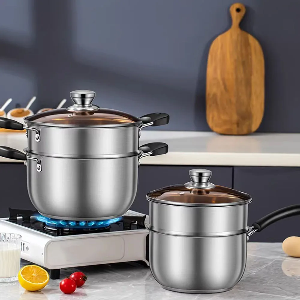 304 Stainless Steel Milk Pot,Steamer,Soup Pot,Thickened,Small Pot for Noodles,Mini Pot,Instant Noodle Pot,Baby Food Pot