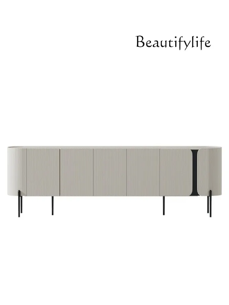 

Minimalist Solid Wood TV Cabinet Designer Model Modern Minimalist Living Room Gray and White Paint Audiovisual Cabinet