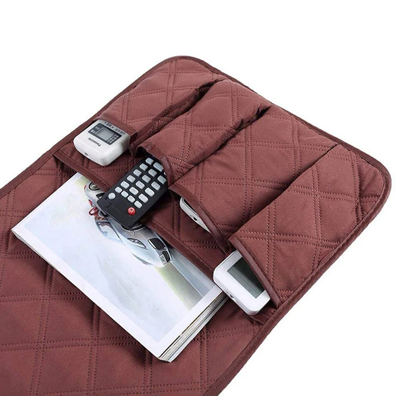 Sofa Armrest Organizer with 5 Pockets Couch Armchair Hanging Storage Bag for TV Remote Control Cellphone