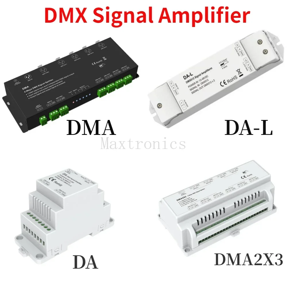 

DMX512 Signal Amplifier Signal Repeater DMA 4 Channel DA DA-L 2 Channel DMA2X3 6 Ways DMX Signal Splitter DC12-36V for LED Strip