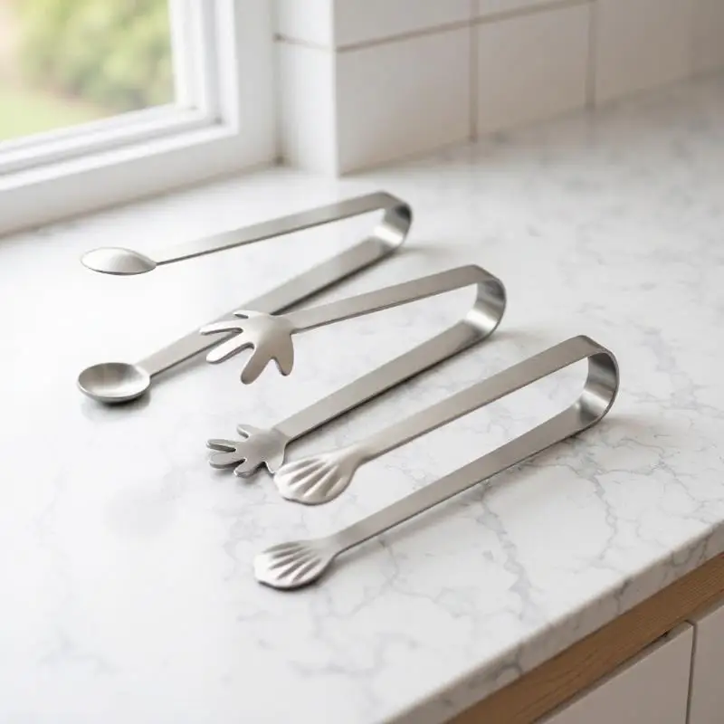 Stainless Steel Mini Food Tongs Fun Adorable Shapes Rust Proof For Kitchen Ice Snacks Desserts Party Serving