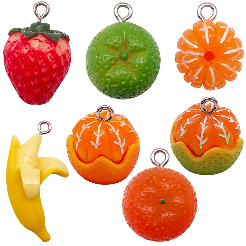 Fruit Mini Glass Pendant DIY Strawberry Orange for Bracelet Necklace Earrings Jewelry Making Beads Pendant Material Accessories