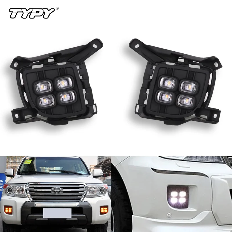 TYPY LED Front bumper fog light foglights Turn signal light day light For Toyota Land Cruiser FJ200 LC200 2012 2013 2014 2015