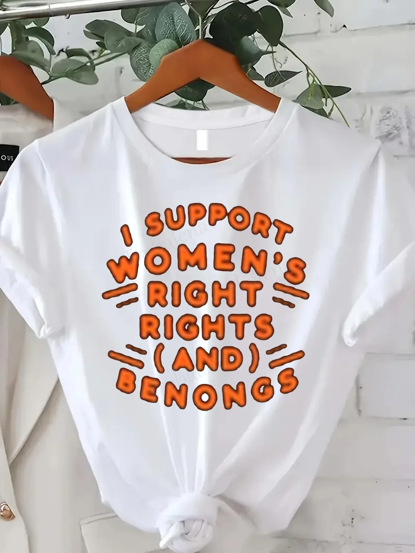 تي شيرت نسائي I Support Women's Rights (و) Benongs - تي شيرت نسوي كاجوال للنساء