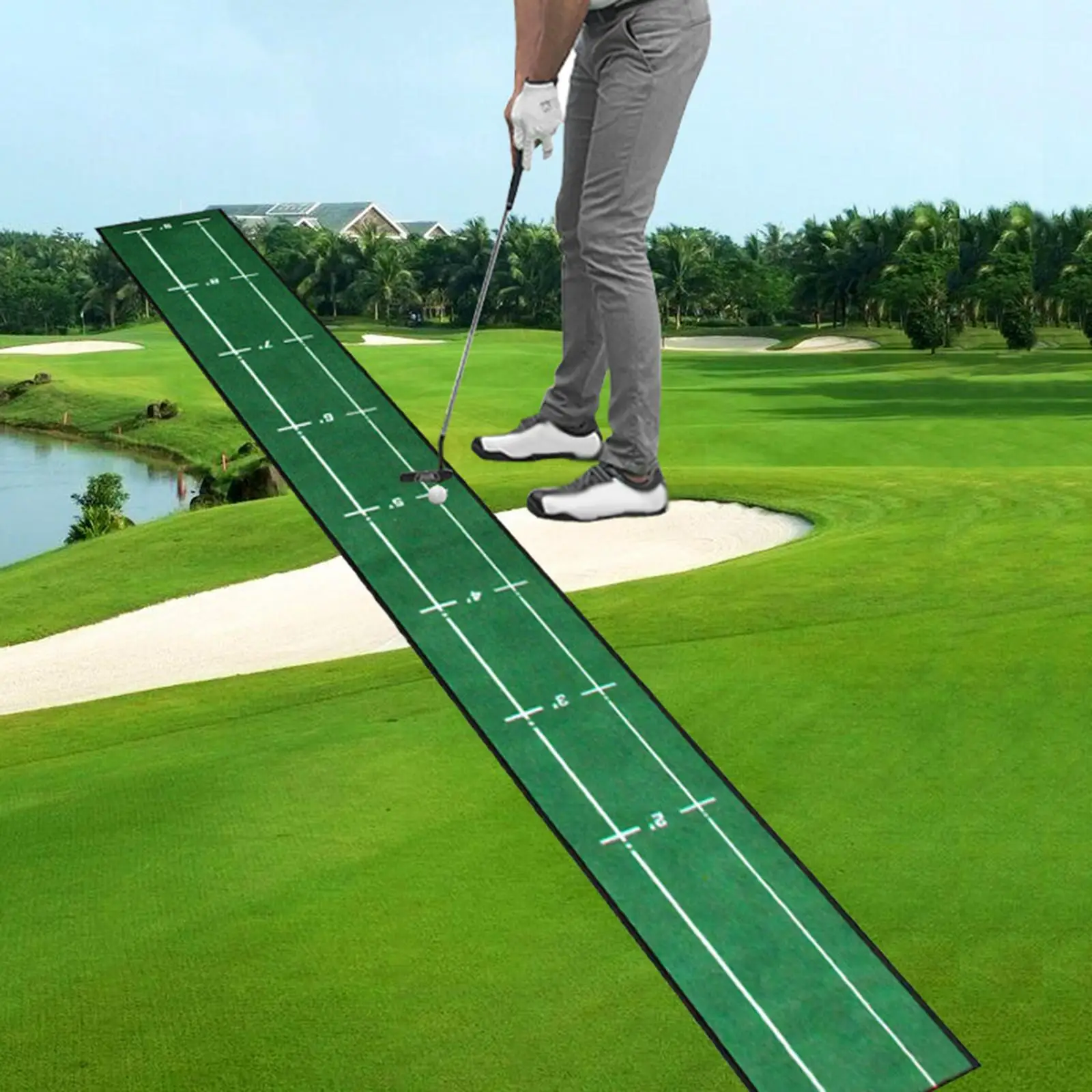 

Golf Putting Mat Portable Golf Hitting Mat Improve Putting Accuracy for Backyard