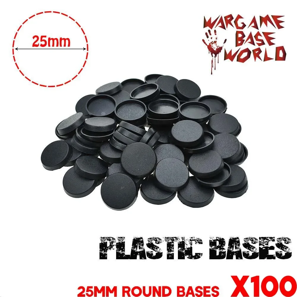 100pcs 25mm Round Plastic Bases for Gaming Miniatures and Table Games