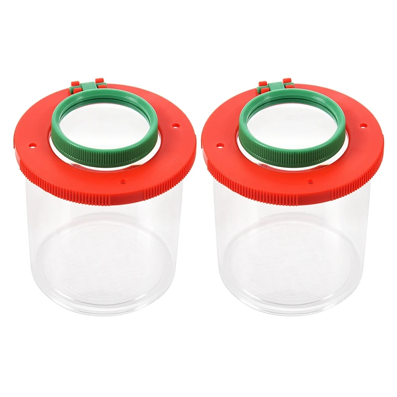 HOT SALE 2Pcs 4X Two Lens Insect Viewer Locket Box Magnifier Bug Magnifying Loupe Kid Toy Gift