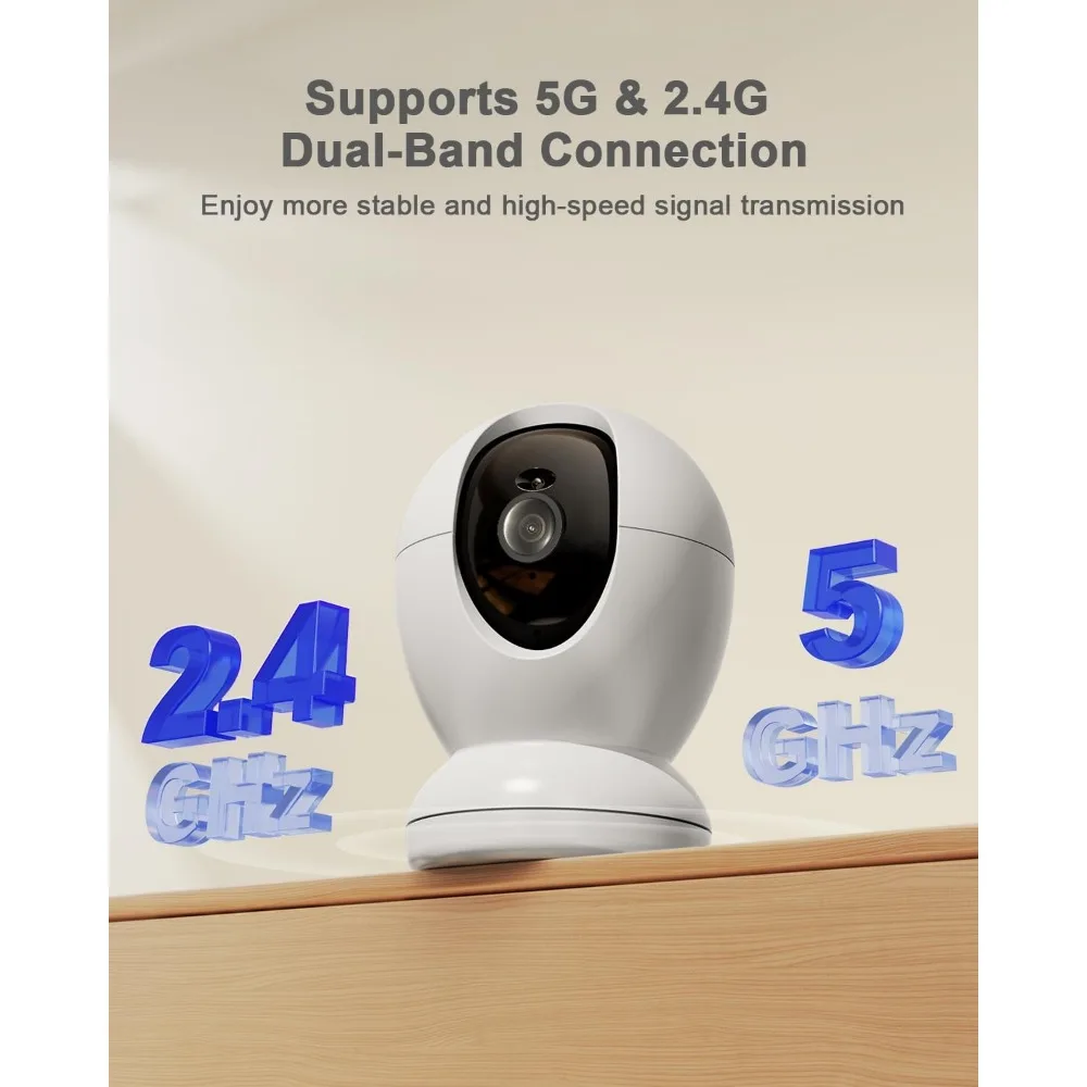 Telecamera da interno 2,5k per la sicurezza domestica, 360 ° telecamera per animali domestici da interno con app telefonica, supporto Wi-Fi 5 g/2,4 GHz, rilevamento automatico del movimento