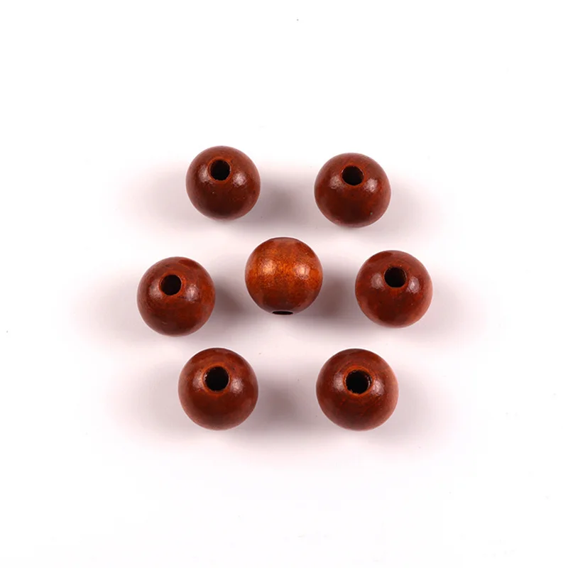 100pcs 10mm Loose Wood Spacer Necklace Beads Random Color Round Big Hole Charm Beads Lot For Bracelet Findings Jewelry Making