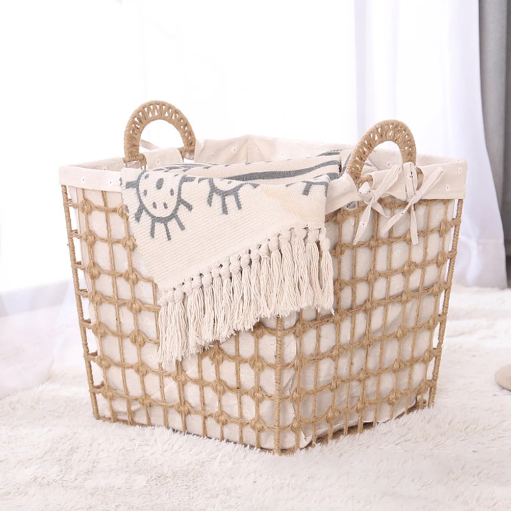 

Rope Woven Laundry Basket Small Size Large Capacity Hanging Design For Bathroom Bedroom Closet Laundry Clothes Storage Basket