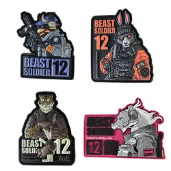Beast Warrior Patch Dragon Tiger Rabbit Bull 3D PVC Morale Badge hook and loop Outdoor backpack Clothing Decoration patches