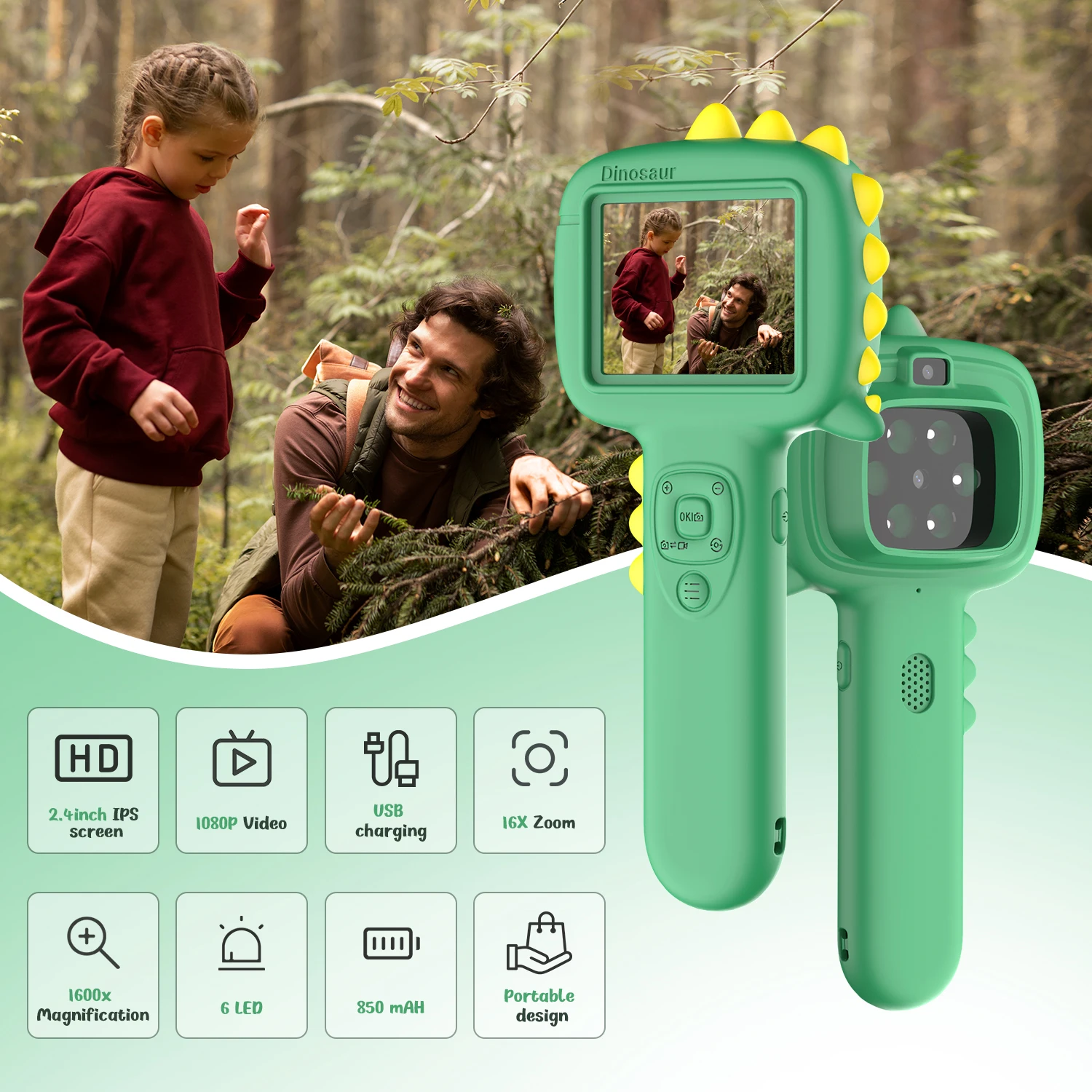 Kinderen Microscoop Speelgoed Draagbare Zakmicroscoop Voor Kinderen 24 ''Inch Scherm 16X Zoom Handheld Microscoop Speelgoed Cadeau Voor Kinderen