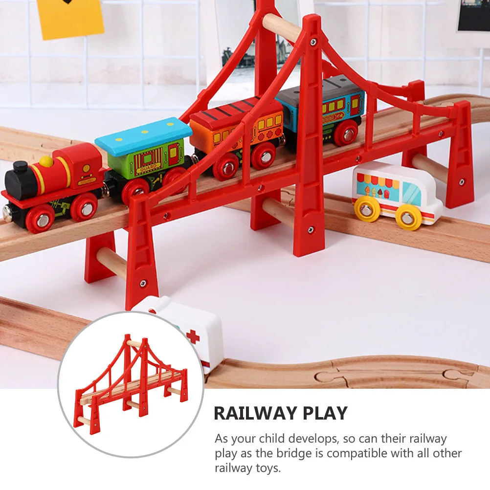 

2Pcs Wooden Train Bridges Set Bright Colors Easy Connect Slide Rail Expansion Accessories Kids Educational Birthday Gift