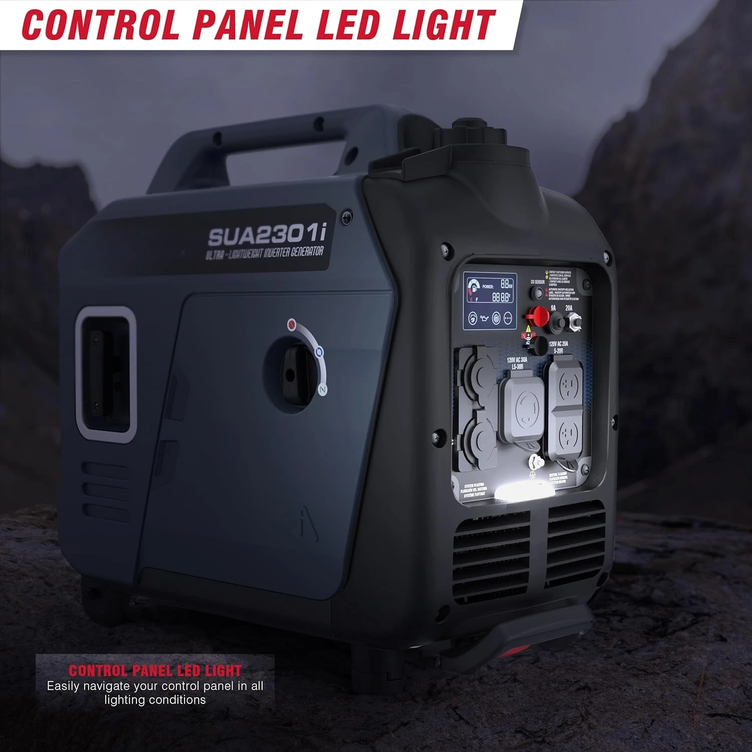 Portable Inverter Generator, 2300W RV Ready, EPA & CARB Compliant CO Sensor, Portable Ultra-Light Weight