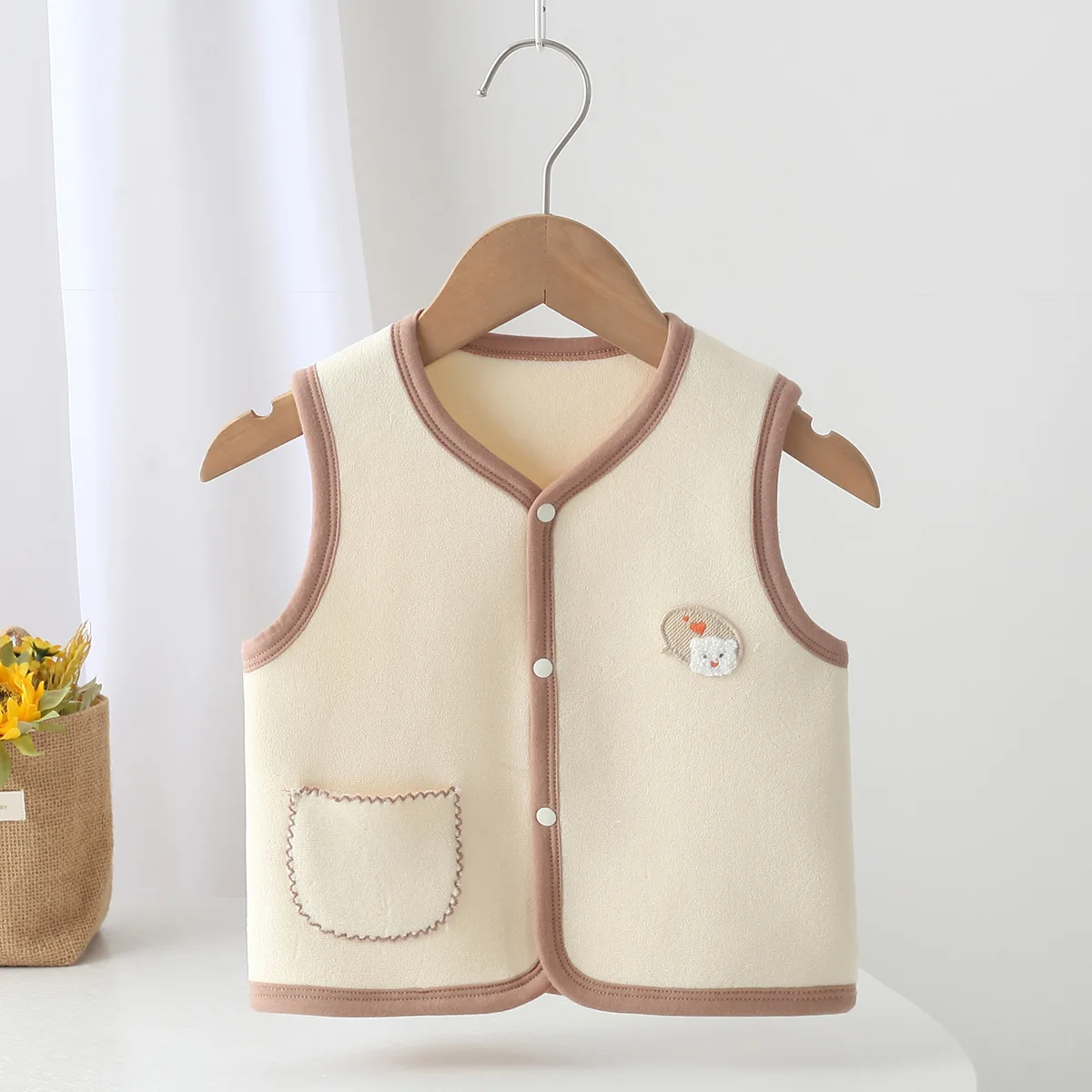Baby Girl Vest Autumn New Item Baby Girl Soft Fabric Fleece Sleeveless Jacket 1-4 Year Old Children Cartoon Pattern Vest