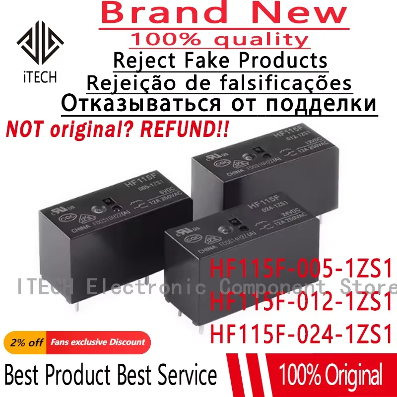 10pcs/lot HF115F-012-1ZS1 HF115F-005-1ZS1 HF115F-024-1ZS1 DIP-5 Power Relay HF115F/012-1ZS1 HF115F/024-1ZS1 HF115F/005-1ZS