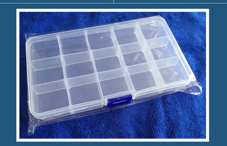 Komponenten organizer 15 Grids Transparent Kunststoff Lagerung Organizer Fach Einstellbare Container Box Für Schmuck Taste Rechteck Box Fall – Detail 8