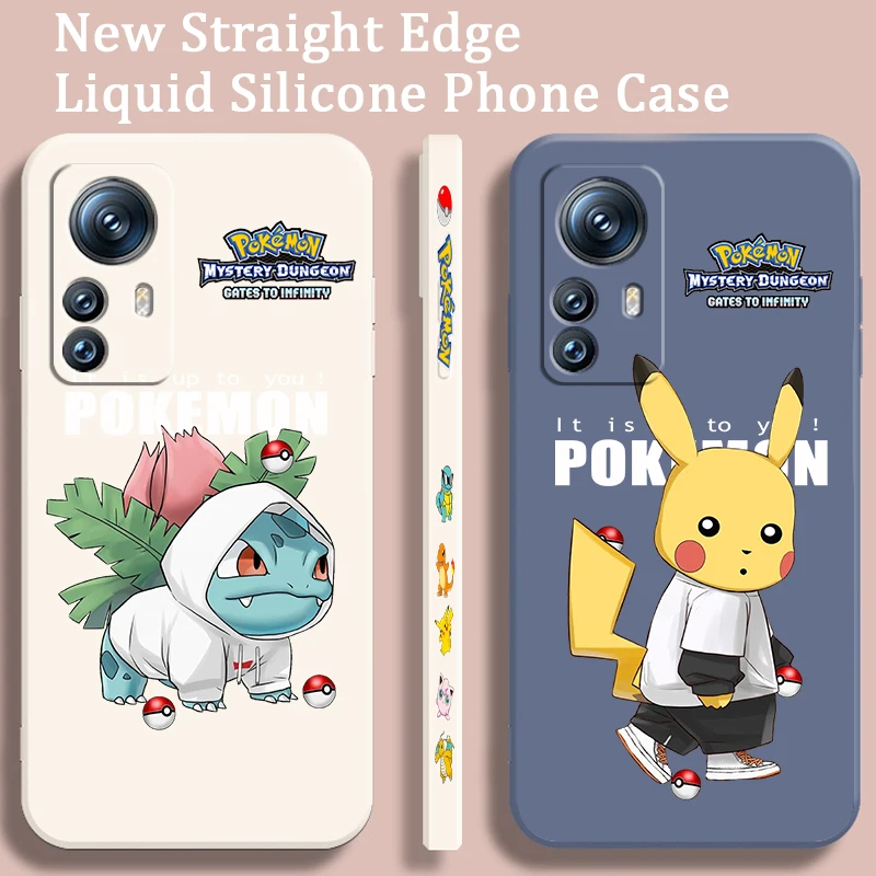 Pokemon Pikachu Bulbasaur Liquid Left Rope For Xiaomi Mi 13 12T 12 11T 11i 11 A3 10T 10 CC9E 9 Pro Lite Ultra 5G Cover