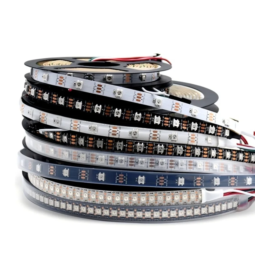 WS2812B IC Independent Control DC5V Led Lights RGB Led Strip Light IP65 IP68 Waterproof Smart Pixels Magic Light Black White PCB