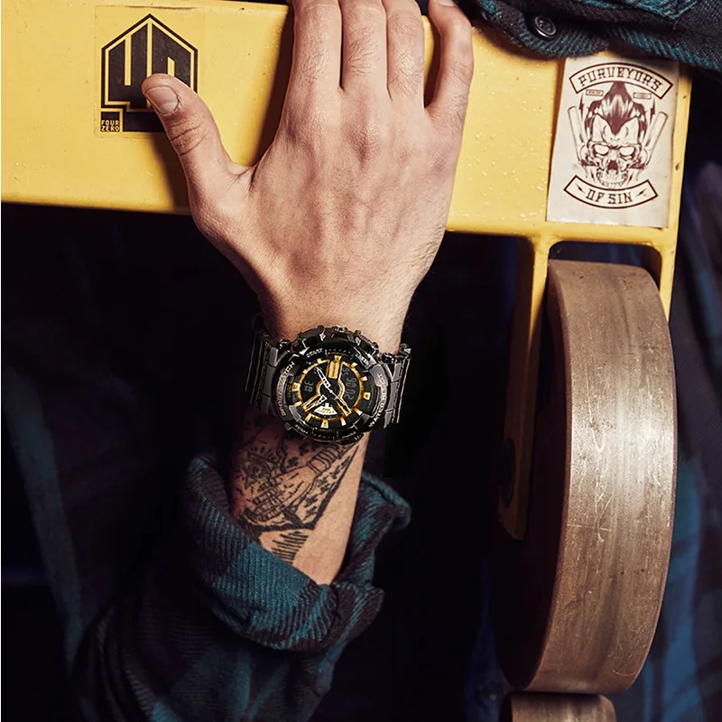 ساعة Timeartx الرقمية الجديدة متعددة الوظائف مع عرض تاريخ التنبيه LED، ساعات حركة إلكترونية بسوار من السيليكون للرجال