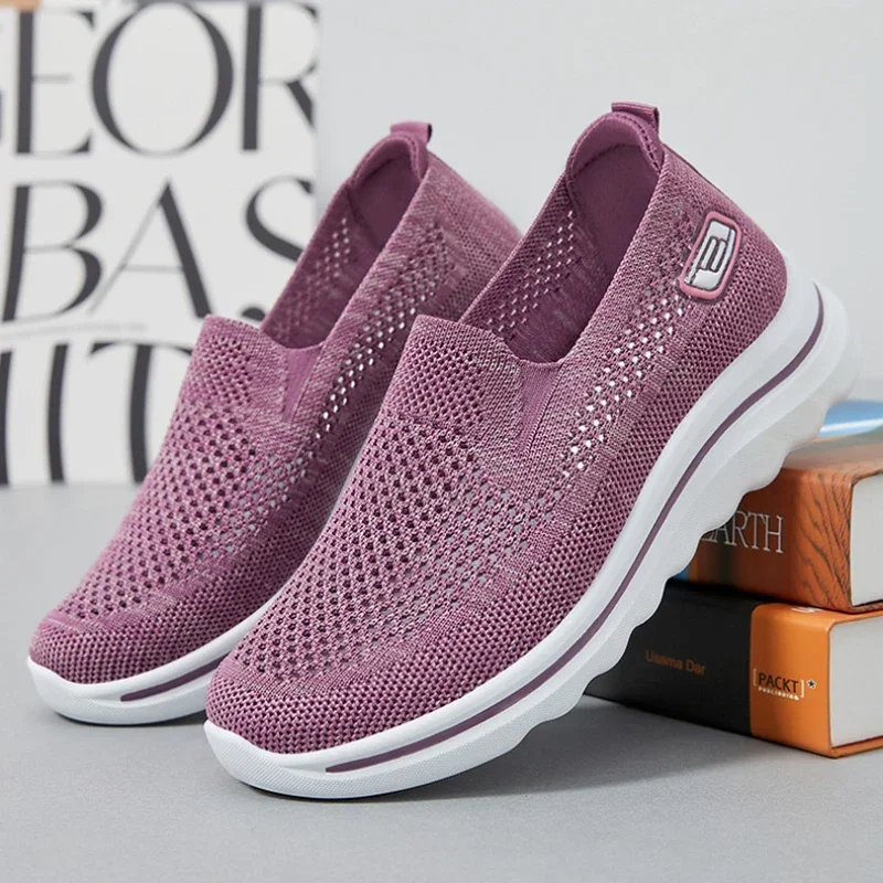 

Summer New Women's Casual Walking Shoes Mesh Breathable Flat Shoes Comfortable and Lightweight Mom Outdoor Shoes