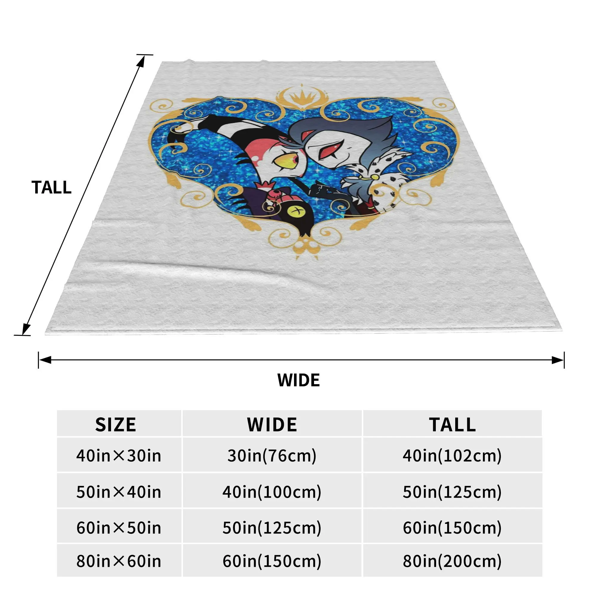 Helluva Boss Stolas and Blitzo Heart Frame Blanket Soft Warm Flannel Throw Blanket Cover for Bed Living room Picnic Travel Home