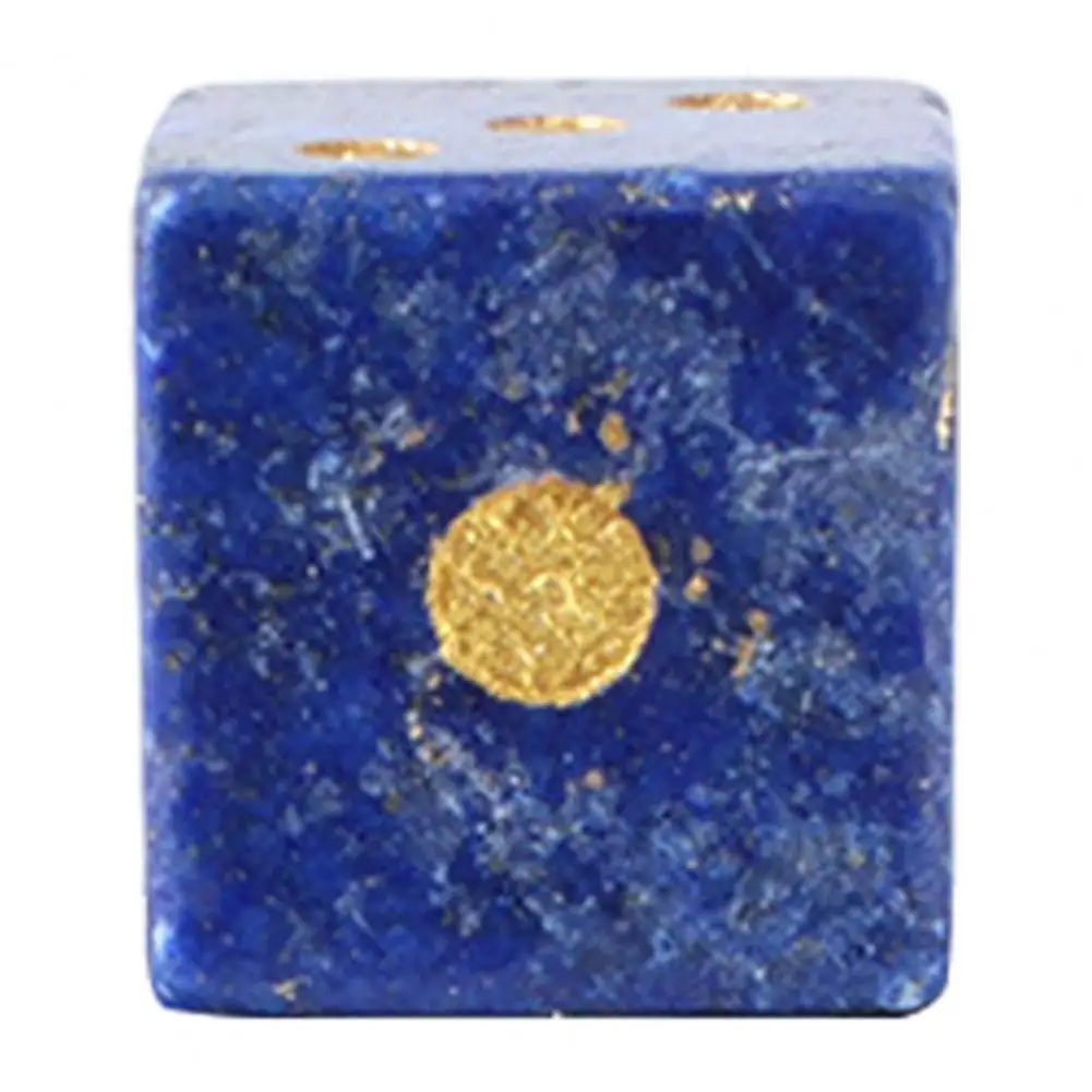 Handmade Dice Natural Stone Dice with Golden Dots Mini Healing Faux Dice Set Carved 6-sided for Tabletop Board Games Rpgs