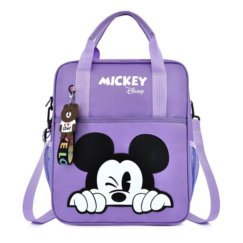 Disney-Bolso de mano multifuncional con estampado de Mickey para estudiantes, mochila escolar de nailon, informal, a la moda, Unisex