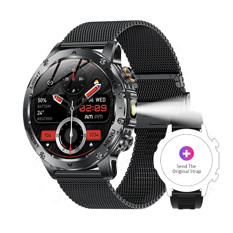 

Outdoor Smart Watch 1000mah 1.7" HD Large Screen 100+ Sports BT Call Flashlight Compass Fitcloudpro IP68 SOS Smartwatch