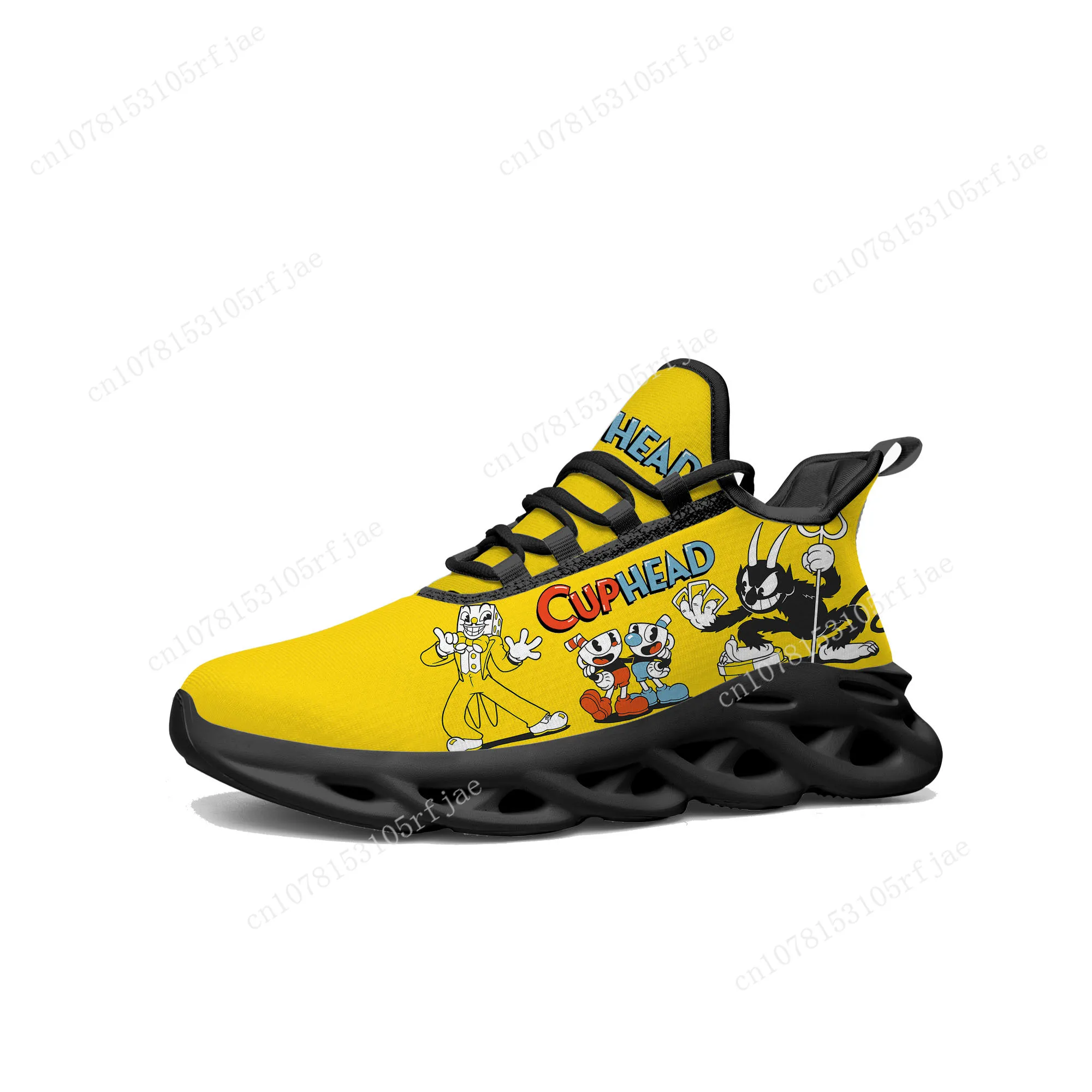 Hot Cupheads Mugmans Cartoon Game Flats Sneakers uomo donna adolescente scarpe da corsa sportive scarpe stringate su misura di alta qualità