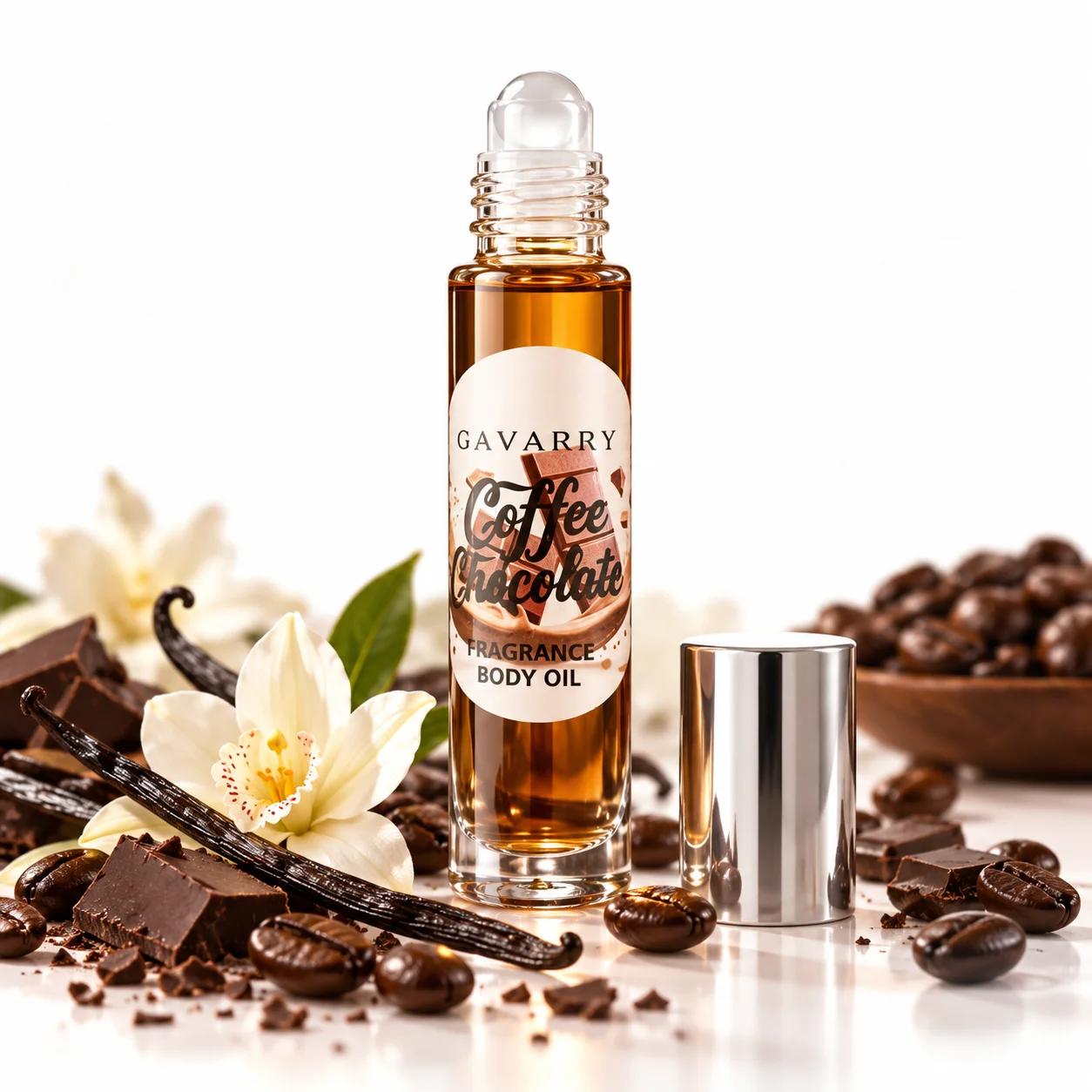 10ml Roll‑On Fragrance Body Oil, Sweet Coffee Chocolate Gourmand Scent Portable Perfume Oil, Long‑Lasting Scent for Dating