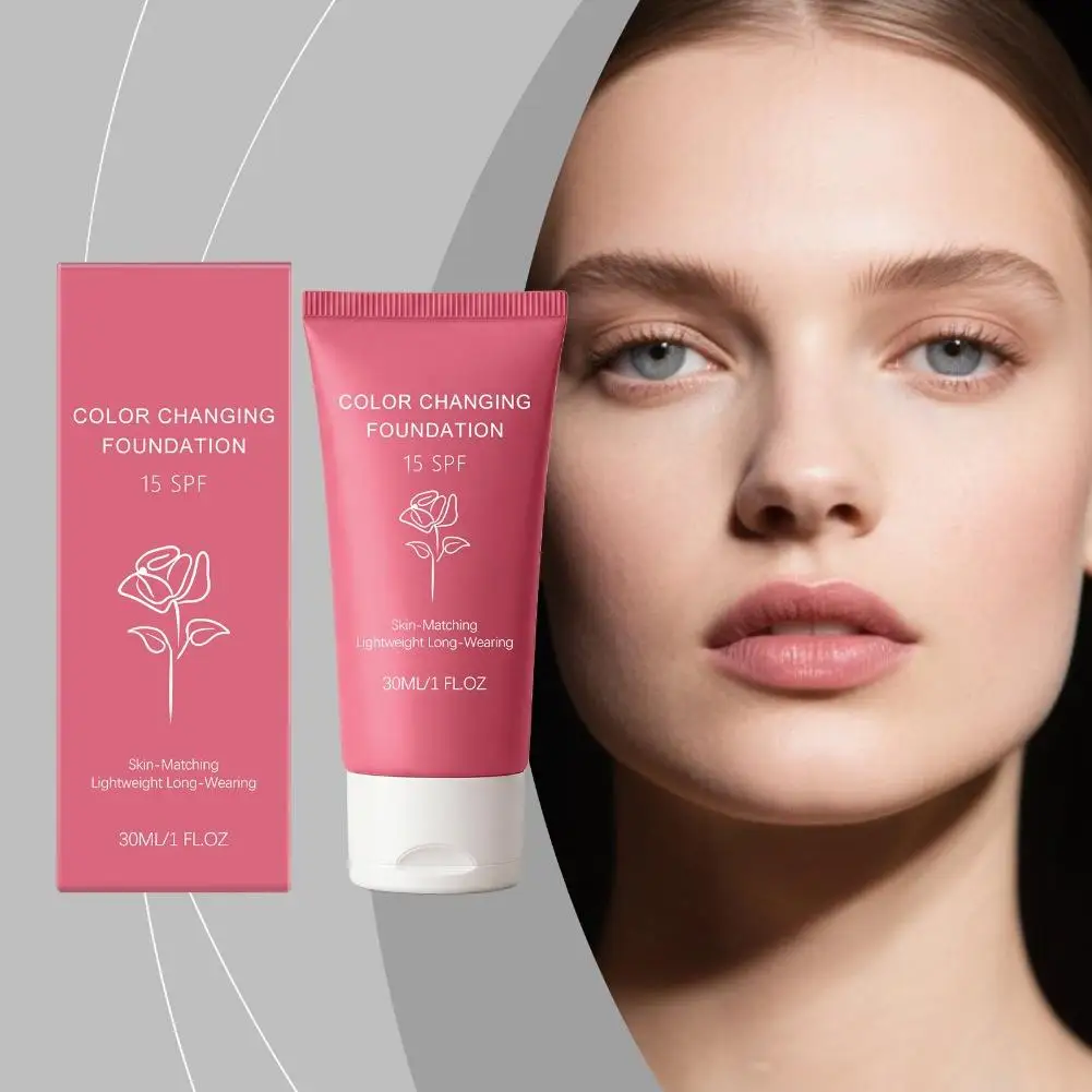 Color Changing Foundation SPF 15 30ml Liquid Waterproof Long Lasting Moisturizing Hydrating Face Concealer Brightening Makeup